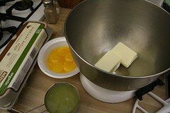 Unsalted butter ready to mixin mixing bowl
