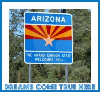 Welcome to Arizona sign that greets motorists at the borders of the state